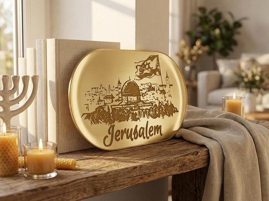 Jerusalem Skyline Wall Art – Gold Mirror Acrylic Judaica Decor