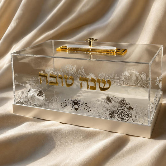 Luxury Acrylic Honey Cake Box | Rosh Hashanah Gift Box | Shana Tova Honey Cake Packaging | Jewish New Year Gift | Personalized Honey Box